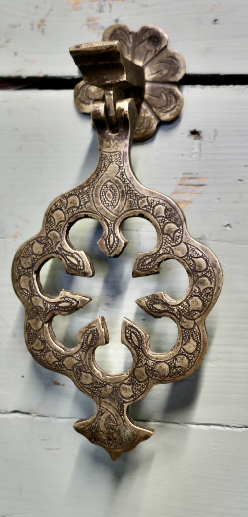A Very Large 19th Century Pierced Brass Door Knocker