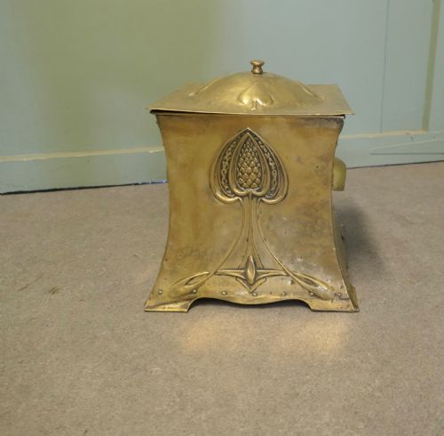 Ruskin Style Arts and Crafts Coal Box with Spade Decoration