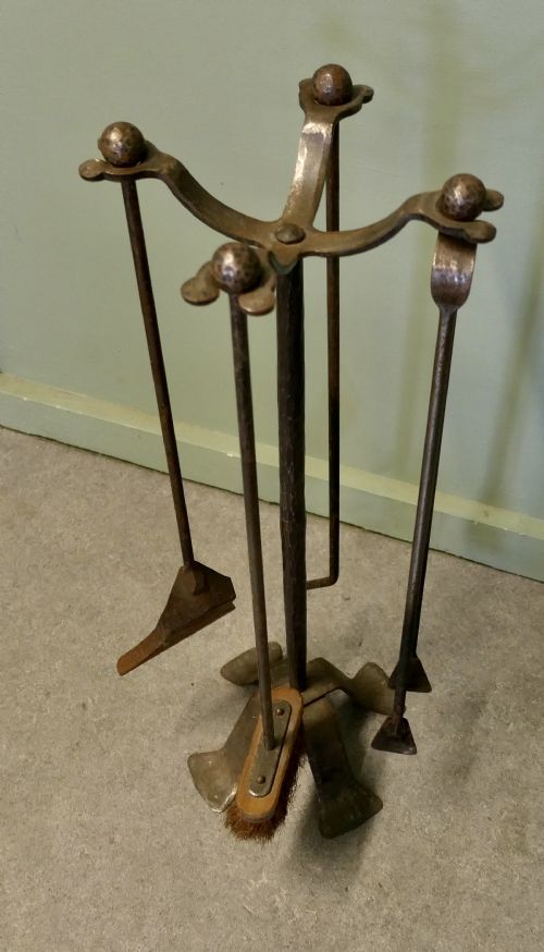 Huge French Iron Fire Tool Companion Set, Manor House