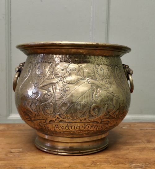 19th Century Gothic Brass Jardiniere with Shields