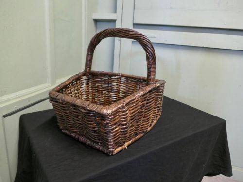 French Market Seller’s Antique Wicker Flower and Fruit Basket