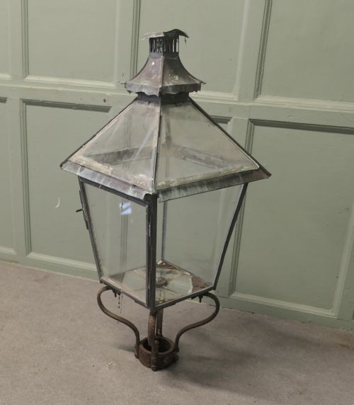 19th Century Glass Top Copper Lantern, Street Light