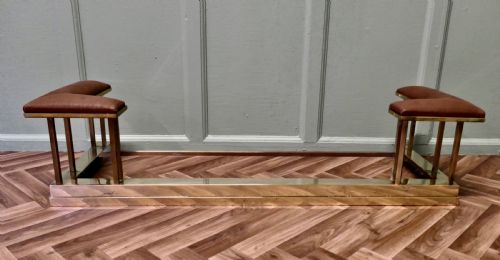 Handsome Art Deco Brass and Leather Club Fender