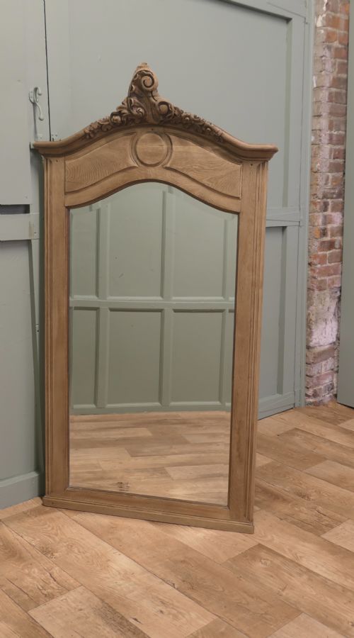 French Bleached Oak Carved Wall Mirror