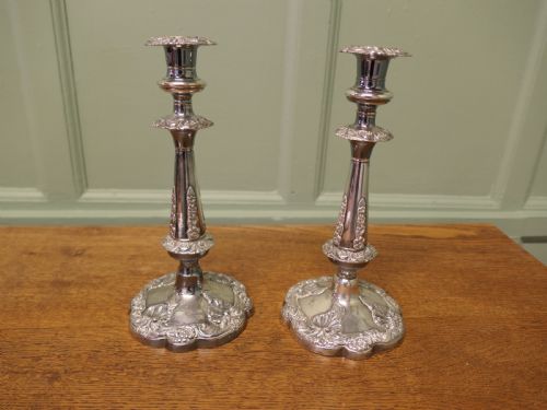 A Pair of 19th Century Silver Plated Candle Sticks