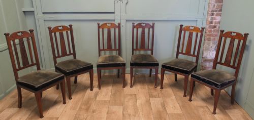 Set of 6 Arts and Crafts Golden Oak Dining Chairs