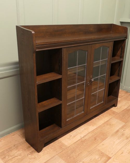 Arts and Crafts Glazed Liberty Bookcase with Open Shelving