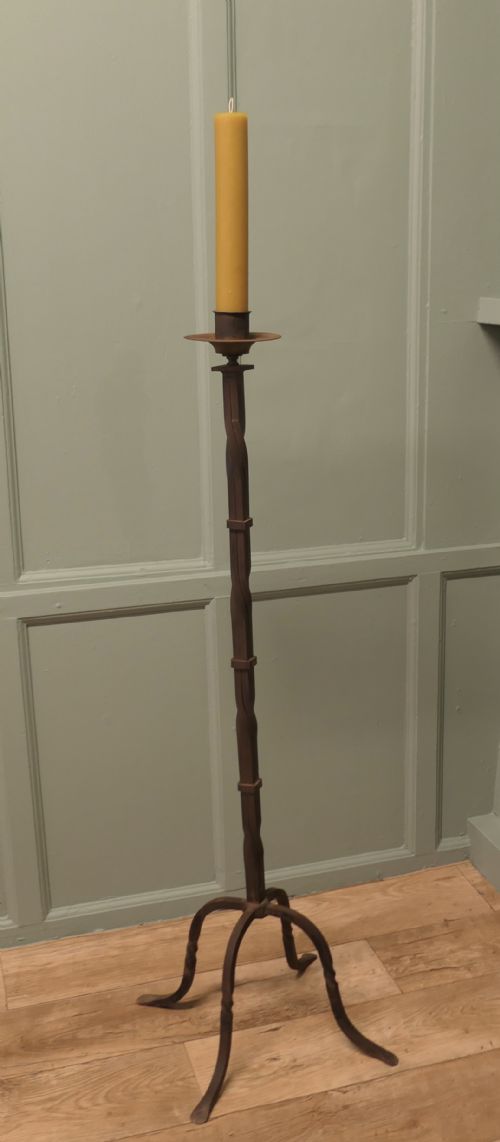 Tall Blacksmith-made Wrought Iron Candle Stick Stand