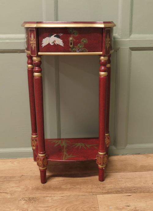 Very Striking Red Lacquer Chinoiserie Side Table