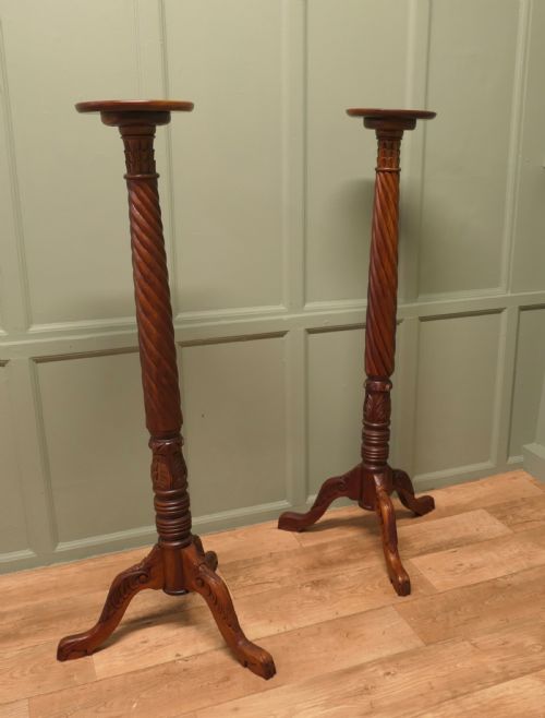 A Tall Pair of Tall Torchere or Lamp Stands
