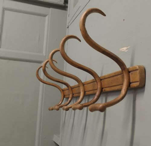 Row of 5 Large Bentwood Hat and Coat Hooks