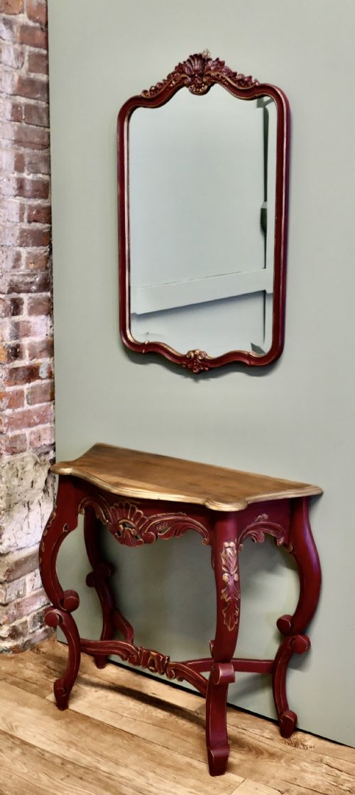 French Console or Hall Table and Matching Mirror Set