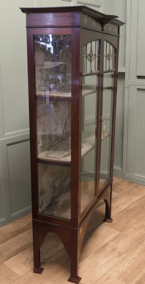 Tall Arts and Crafts Glazed Display Cabinet