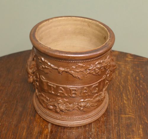 Large 19th C French Stoneware Tobacco Pot