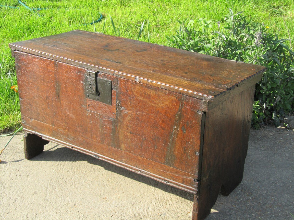 EARLY OAK 5 PLANK COFFER BLANKET BOX OAK CHEST