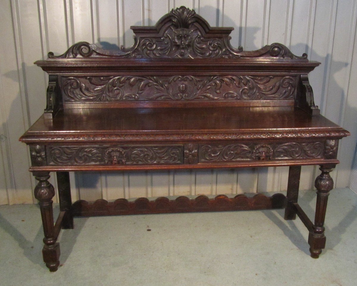 LARGE CARVED GREEN MAN OAK HALL TABLE