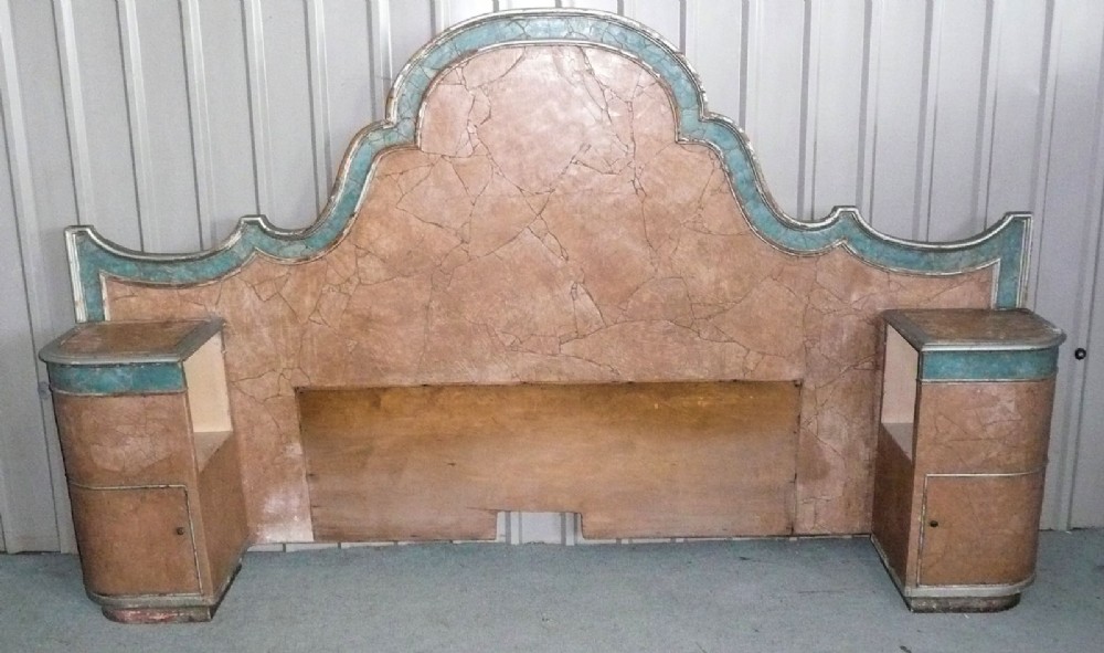 5FT Maples Art Deco Bed Headboard and Bedside Cupboards