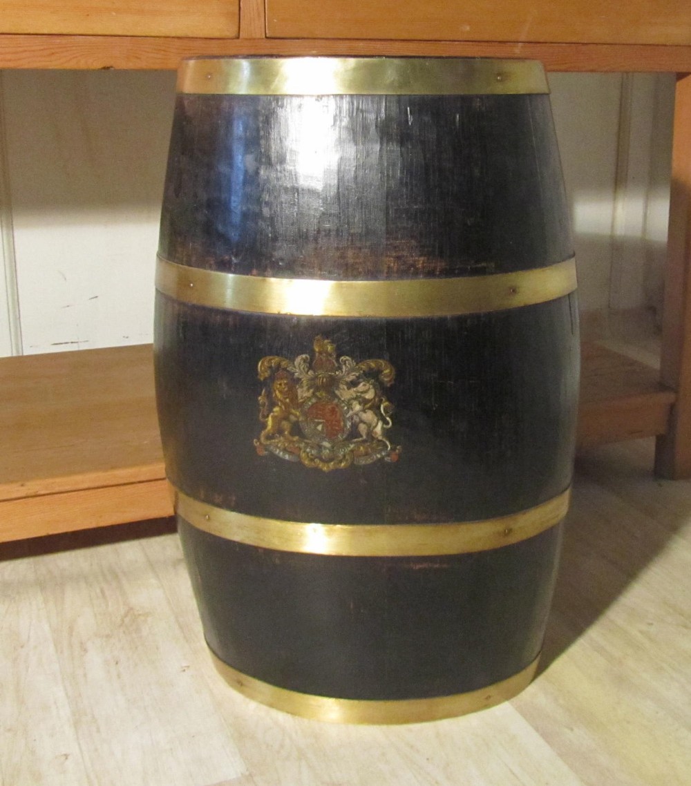 A Ships Barrel, Brass and Oak Stick Stand 