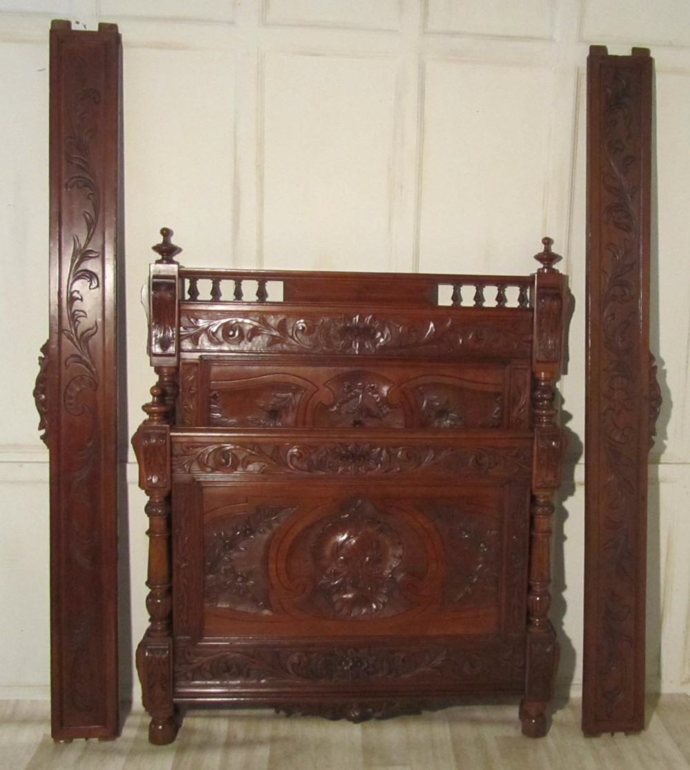 A Superb Quality Channel Islands Gothic Carved Walnut Single Bed