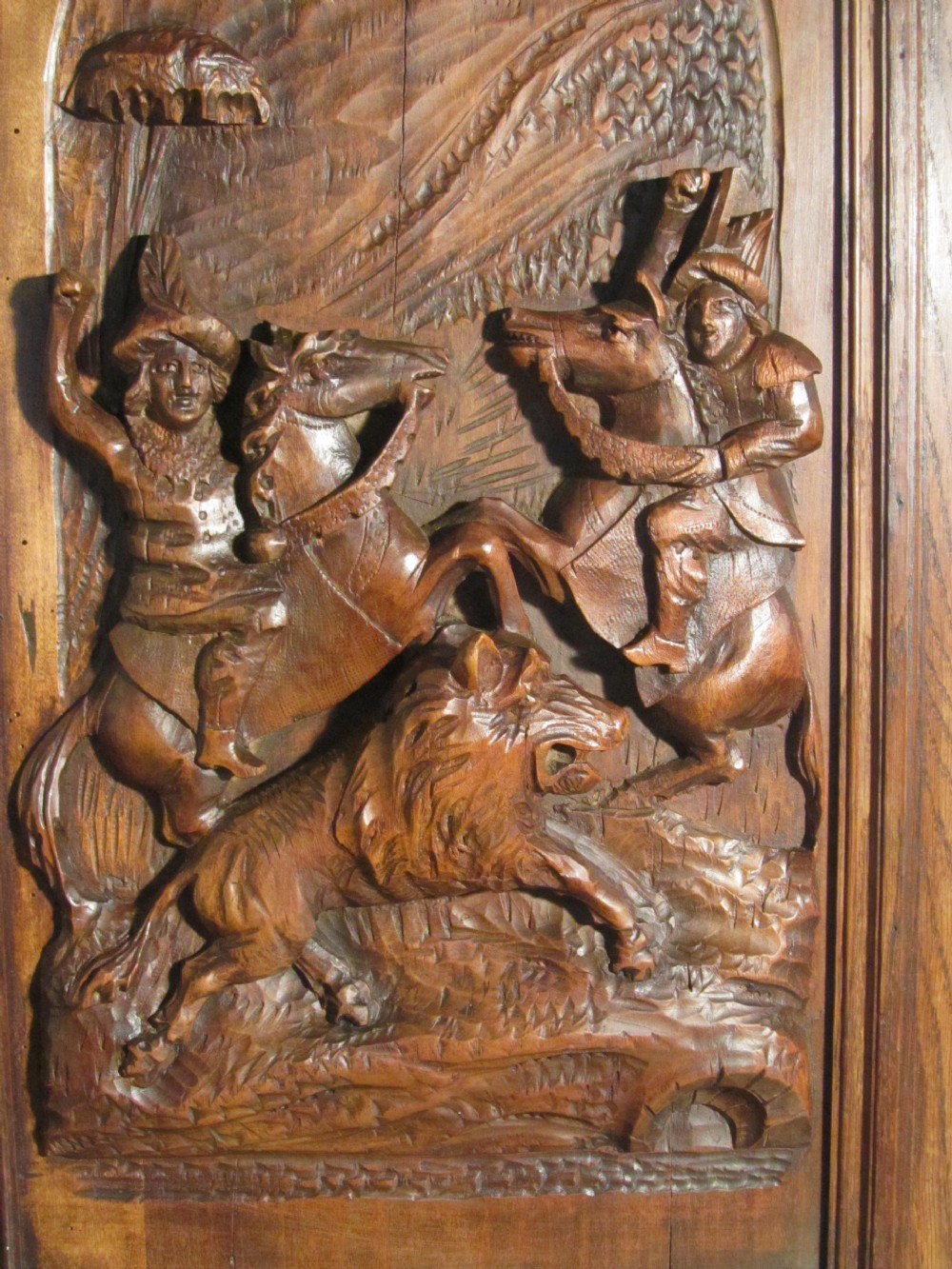 A Superbly Carved Oak Door Panel