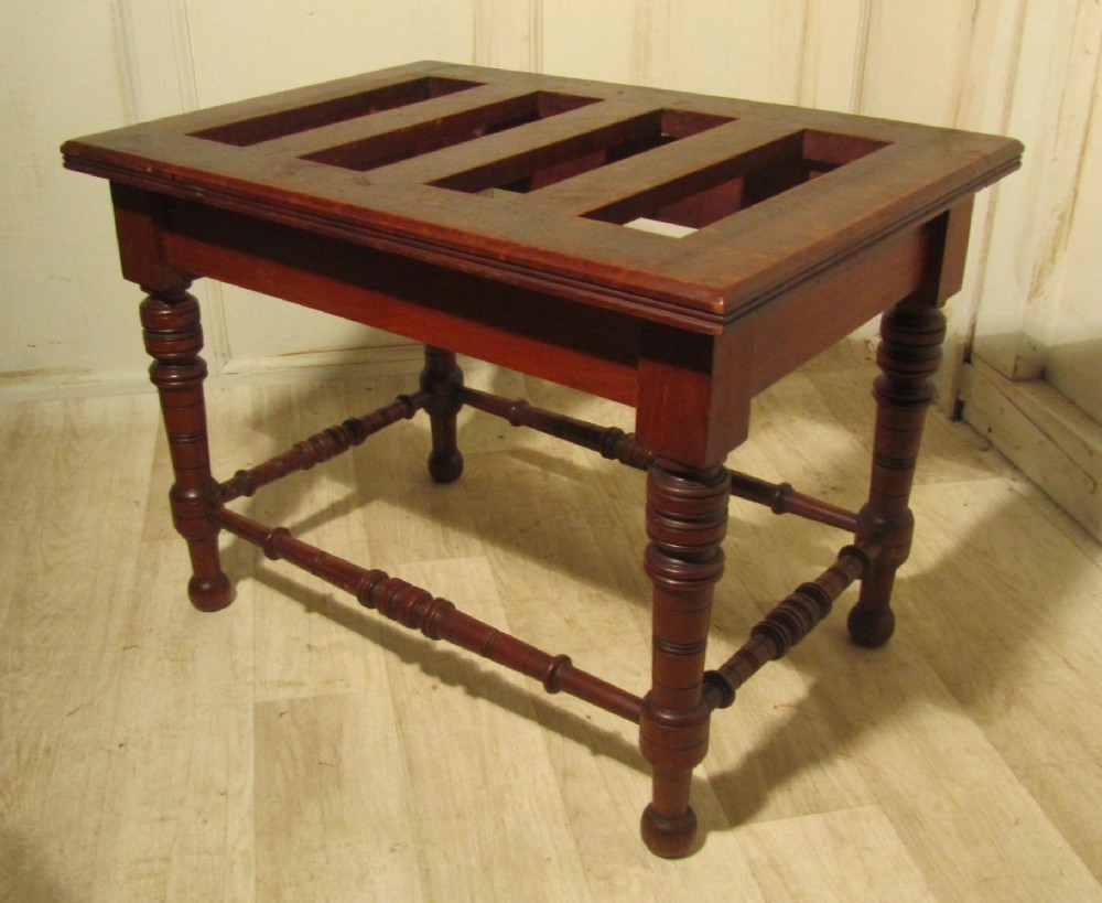 A Superb Heavy Quality Victorian Mahogany Luggage Rack, Suitcase Stand