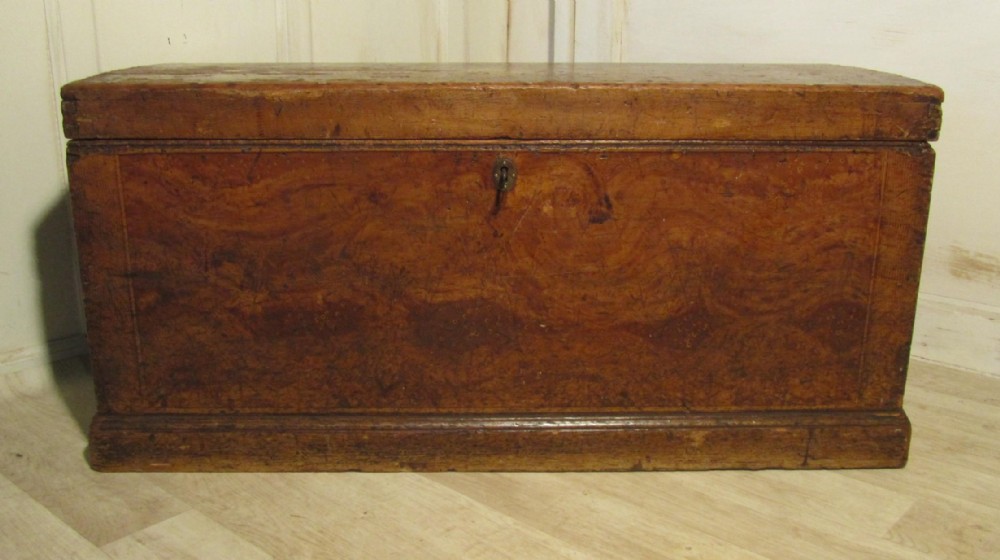 Very Large Original Painted Victorian Pine Blanket Box