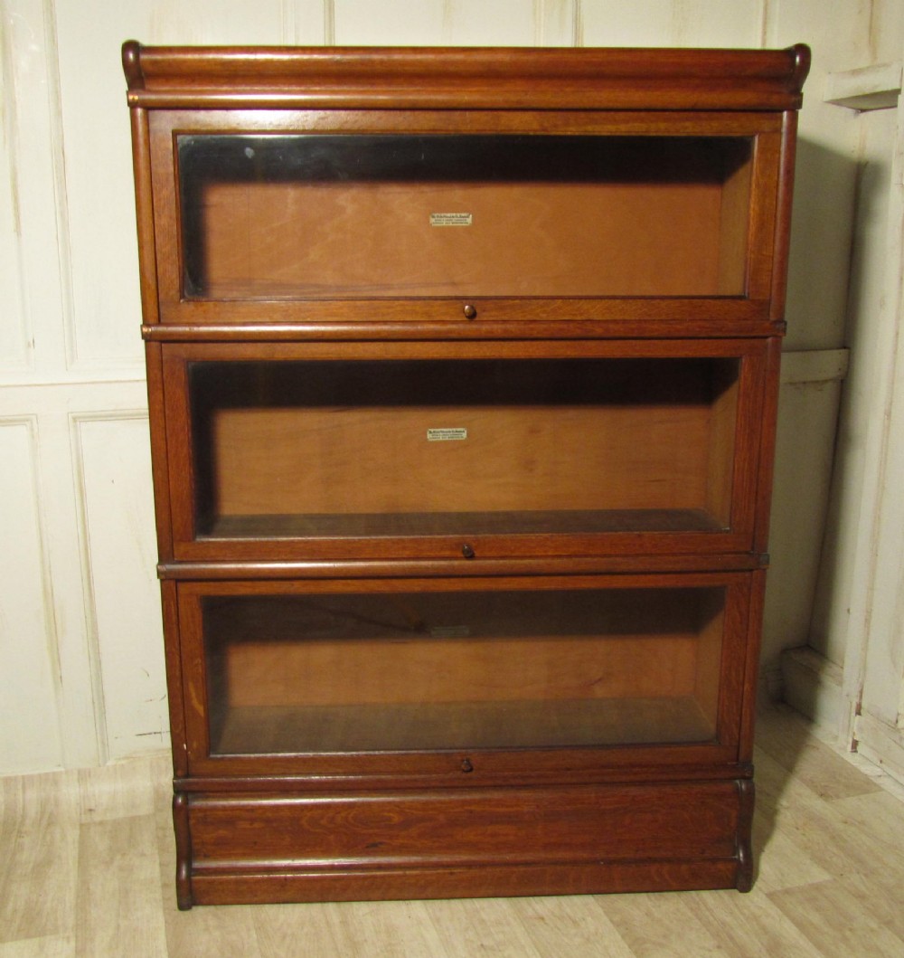 3 Stack Oak Globe Wernicke Barristers Bookcase Or Filing Cabinet