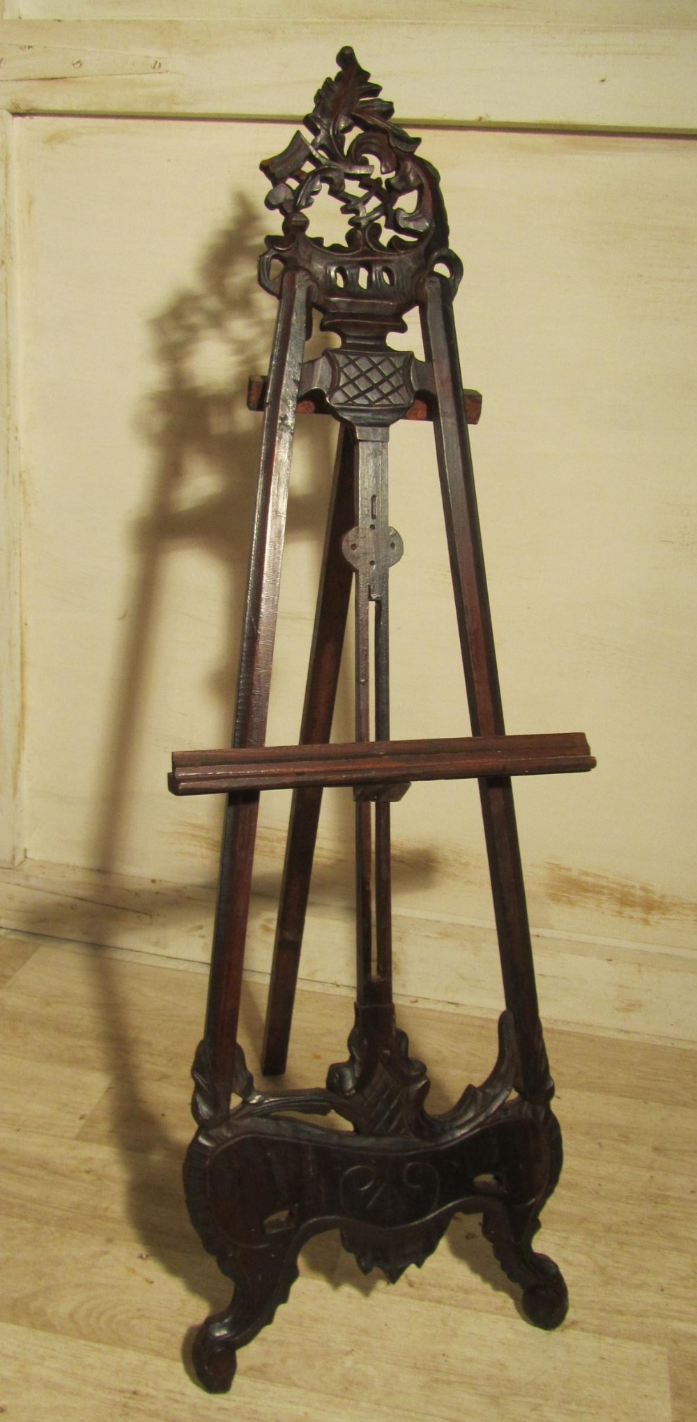 A Small Carved Mahogany Easel