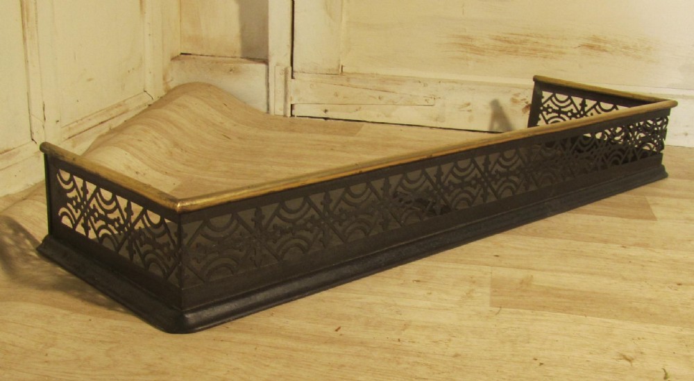 Victorian Pierced Brass and Iron Fender  