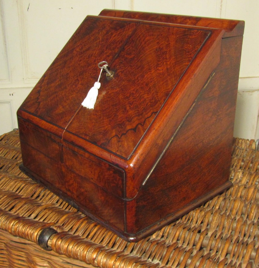 A Charming Victorian Burr Walnut Stationary Box