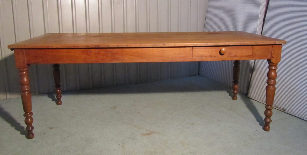 Large 19th French Cherry Wood Farmhouse Kitchen Table