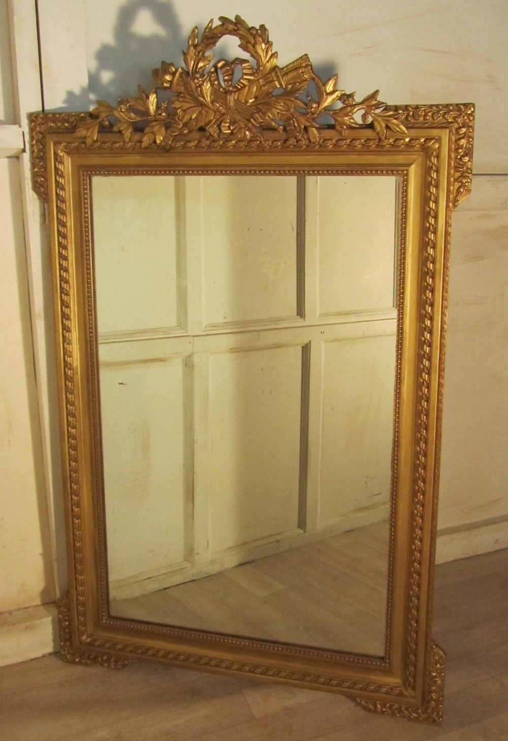 A Spectacular Large French Shabby Gilt Wall Mirror