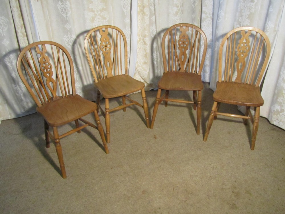 Set of 4 Victorian Wheel Back Kitchen Chairs