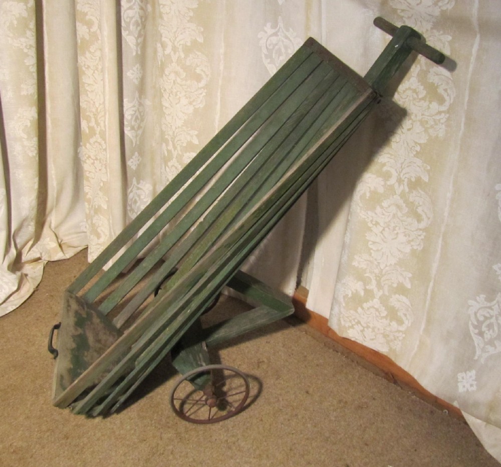 19th Century Painted Wooden Hand Cart, Dairy Churn Carrier