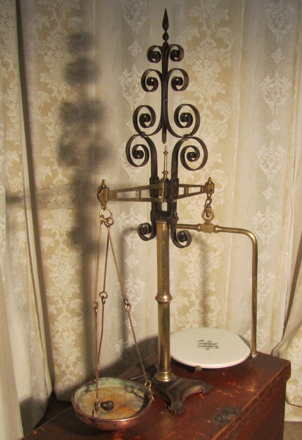 Superb Large Brass and Iron Dairy Balance Scales by  Parnall of Bristol