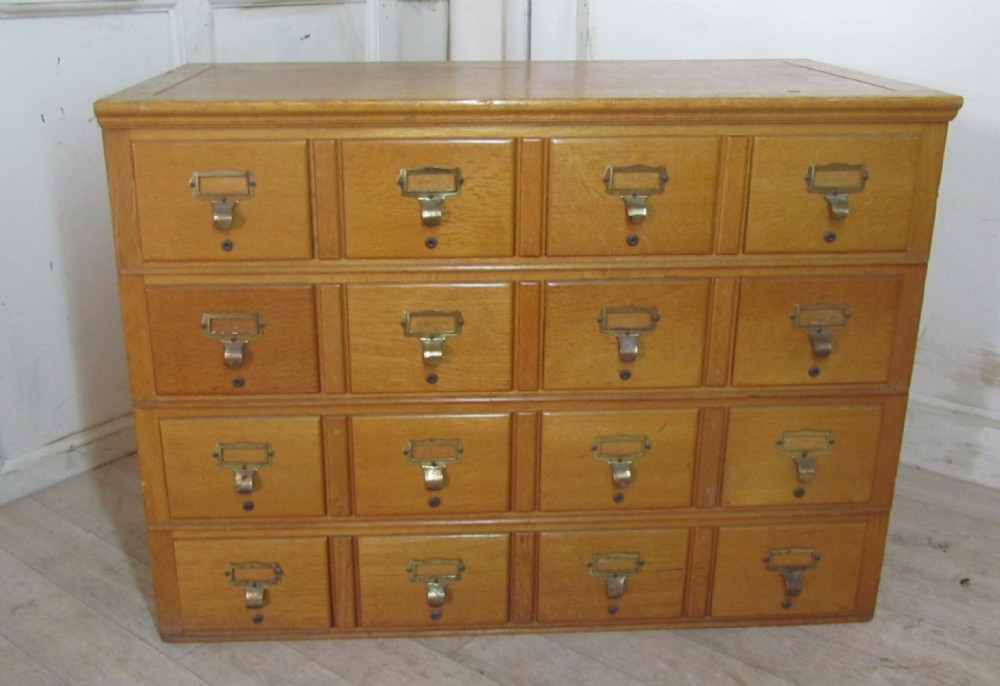 Golden Oak Card Index Filing Cabinet, Wine Rack