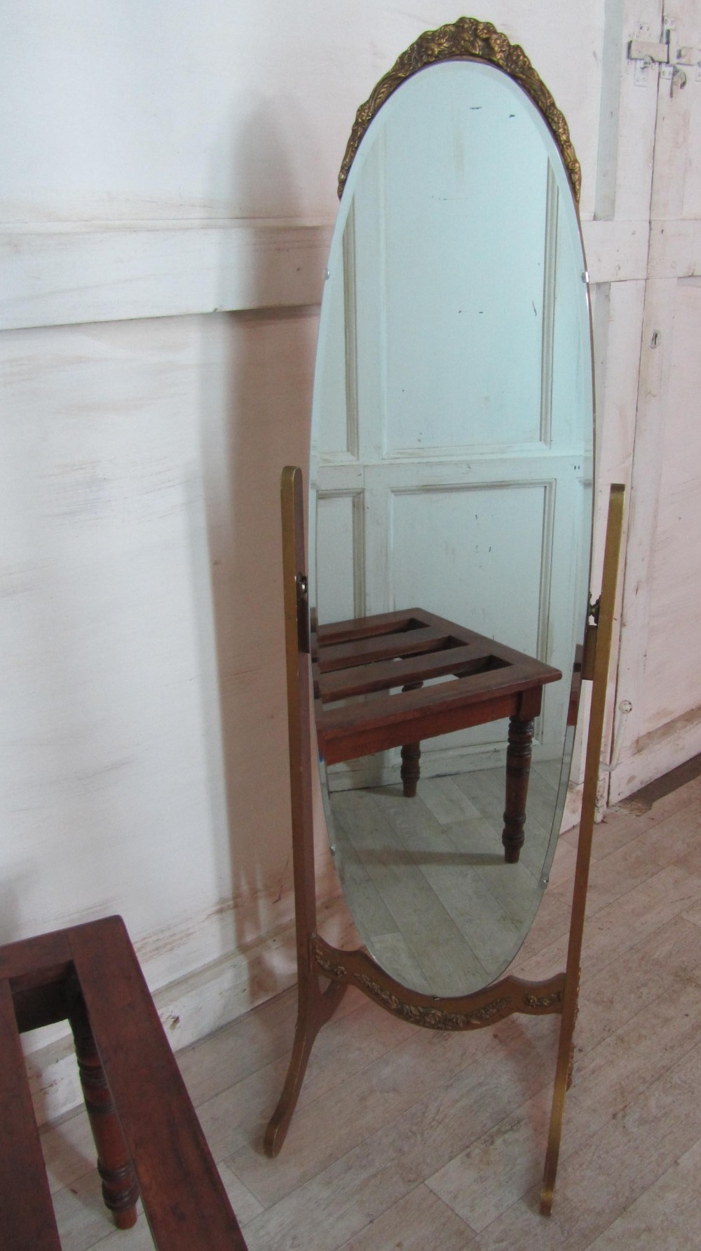 A Superb Art Deco Gilt Cheval Dressing Mirror 