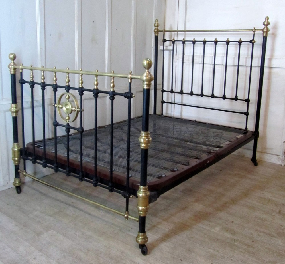 A Good 19th Century Brass and Iron Double Bed