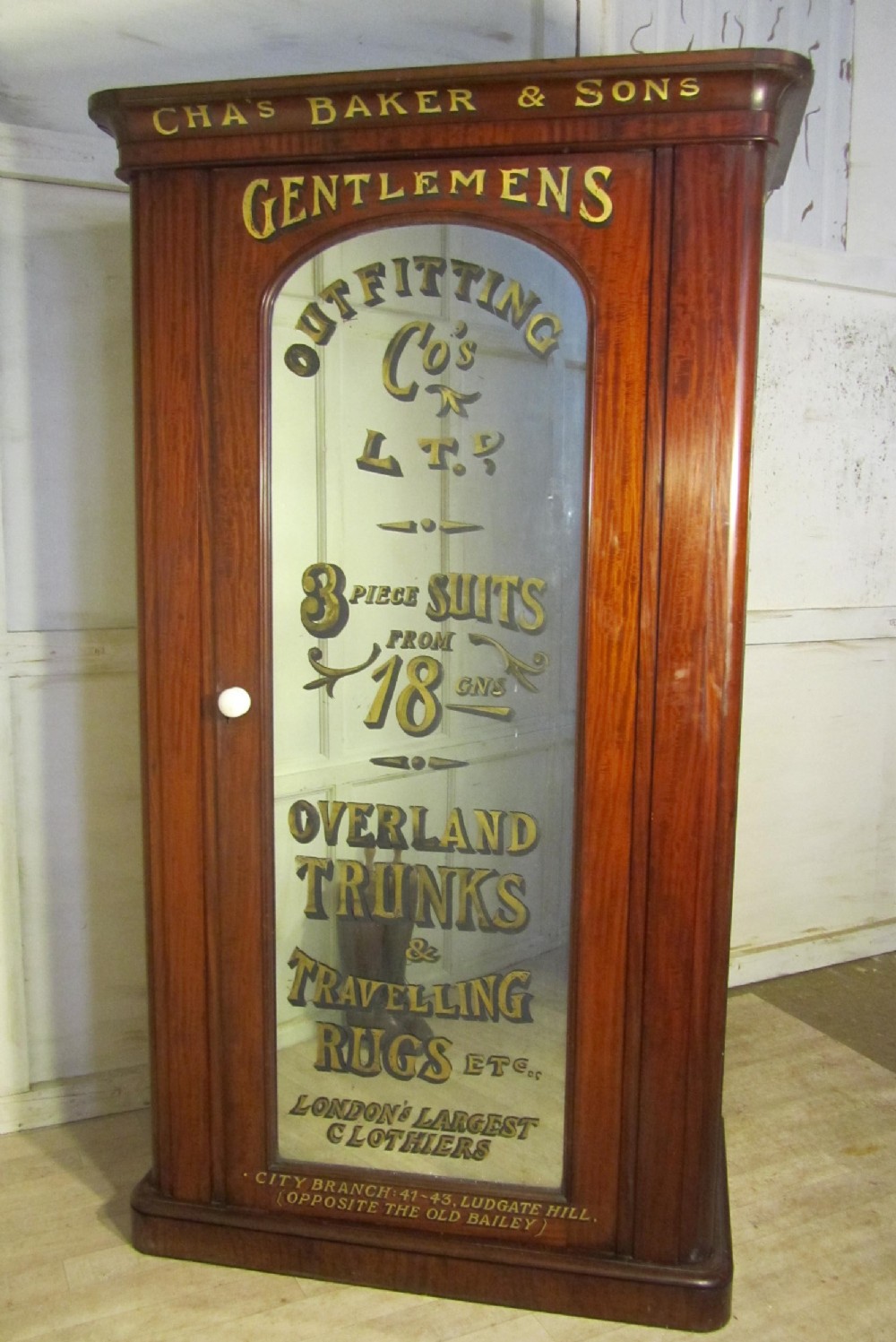 Victorian Mahogany Gentleman’s Wardrobe from a Gentleman’s Outfitter Shop Display