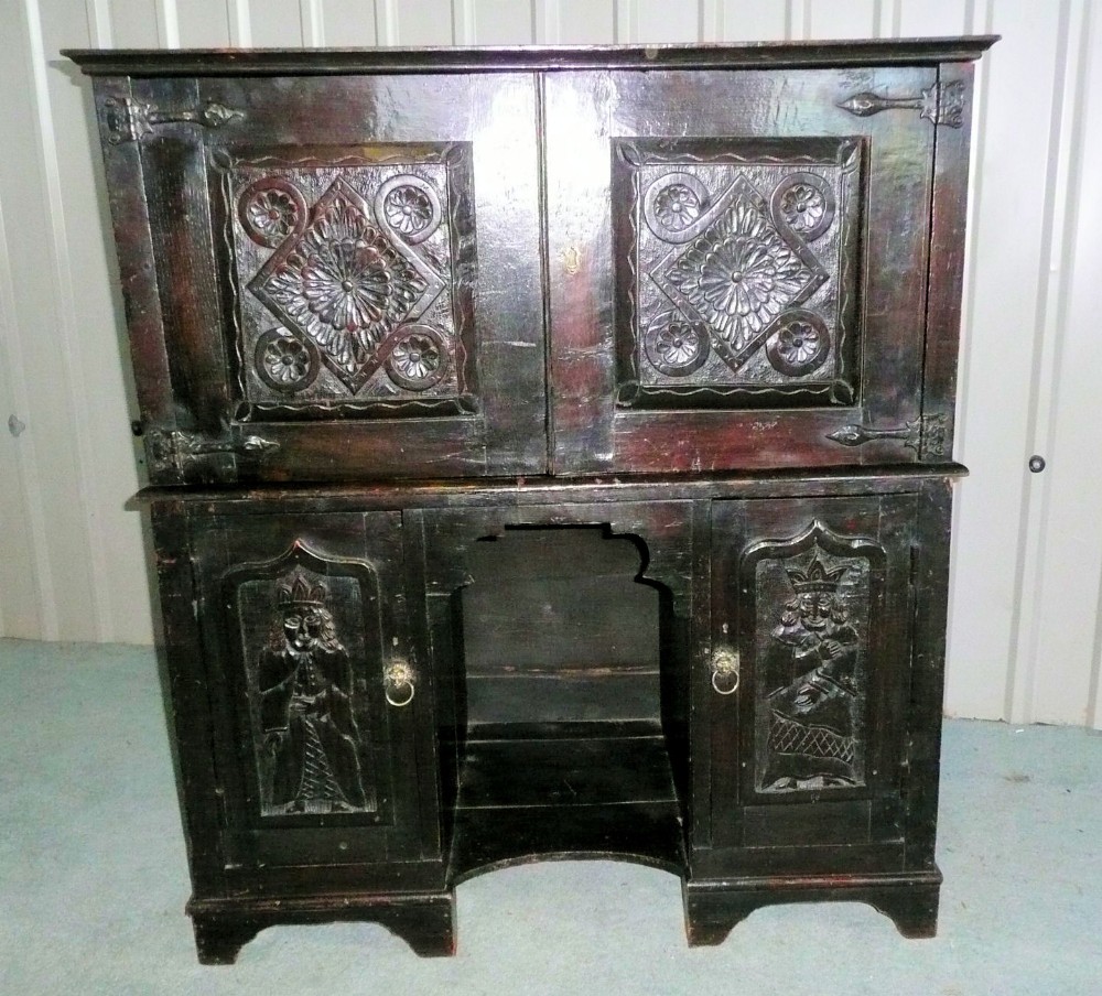 17th Century Carved Oak Estate Cupboard