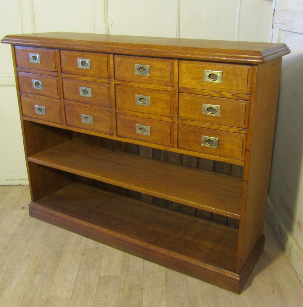 Set of Golden Oak Filing Drawers, Shop or Office Unit, Bookshelf