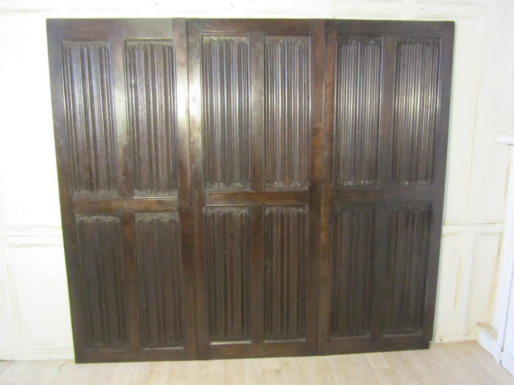 3 Large pieces of Antique Carved Oak Wall Paneling, Bed Head, Dressing Screen