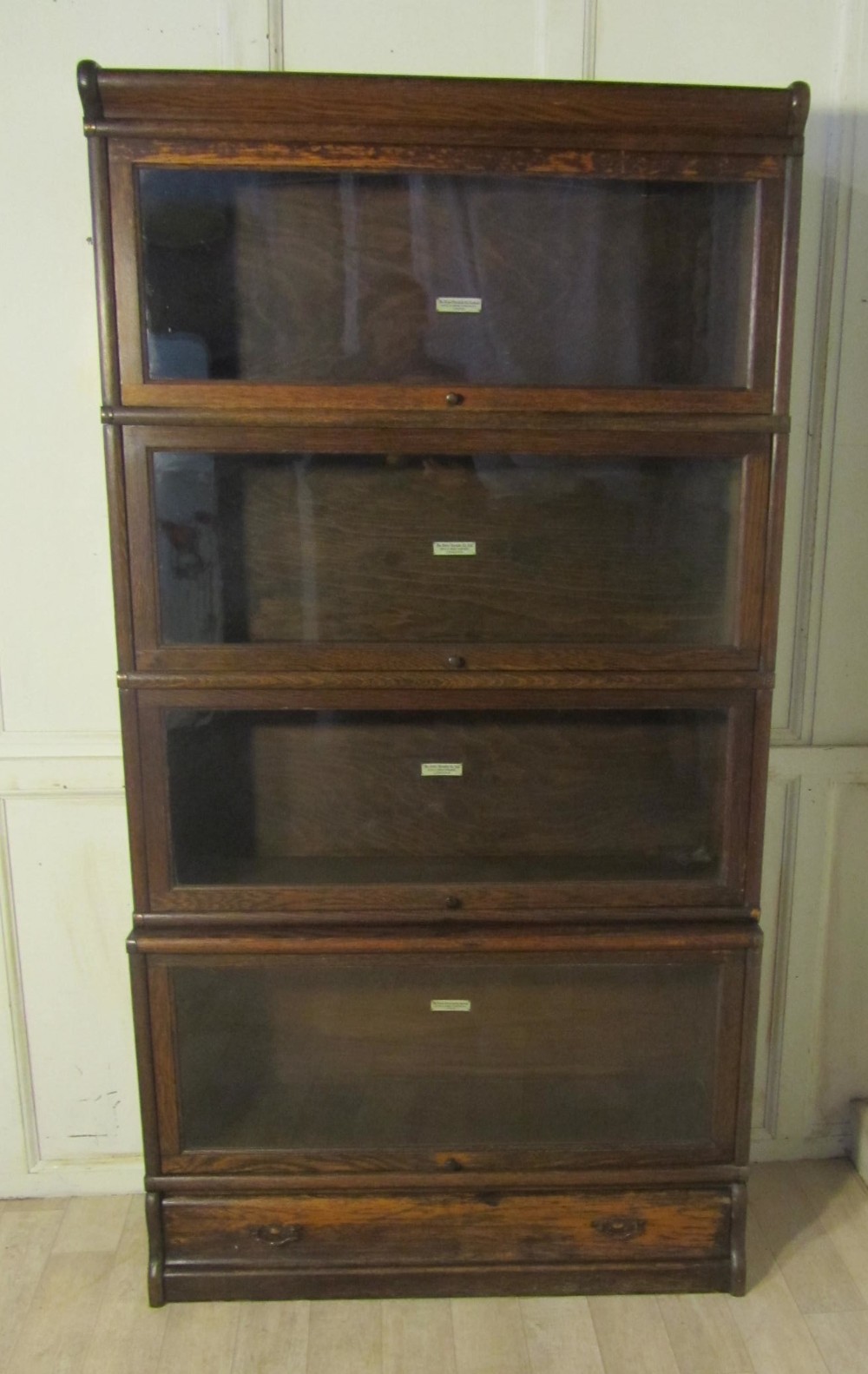 A 4 Stack Oak Globe Wernicke Barristers Bookcase or Filing Cabinet