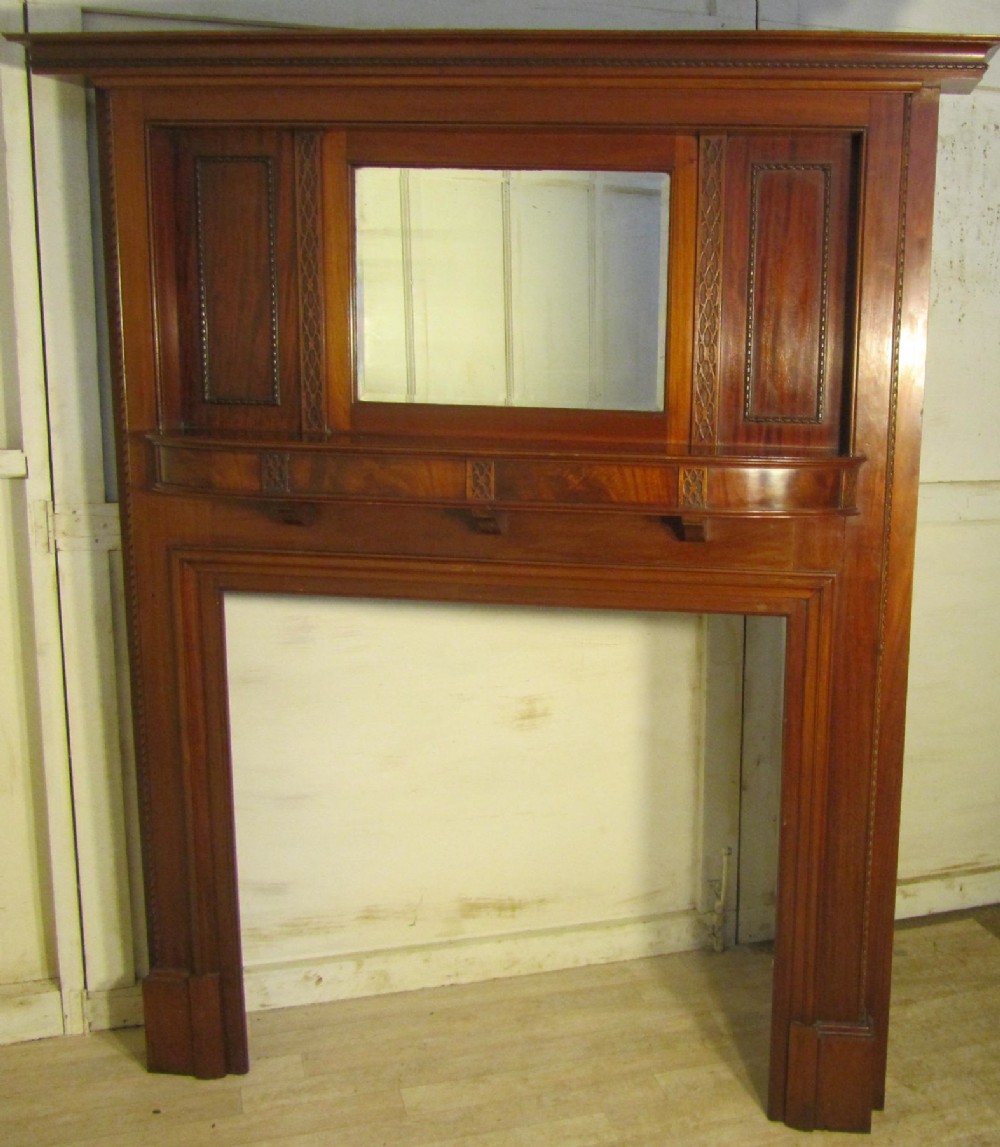 Large Victorian Inlaid Mahogany Fireplace
