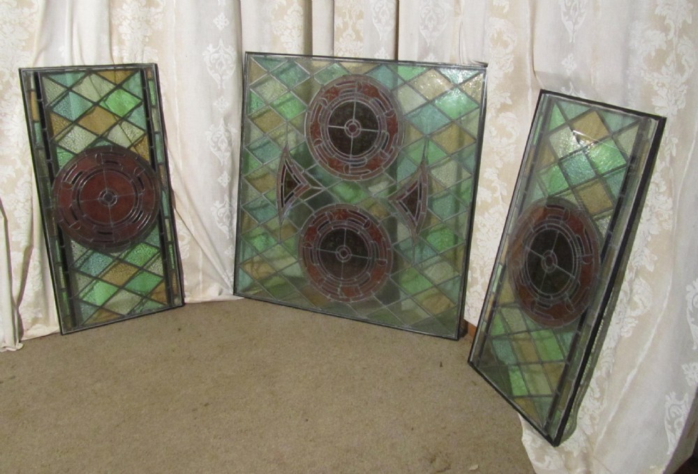 19th Century Painted Stained Leaded Glass Window