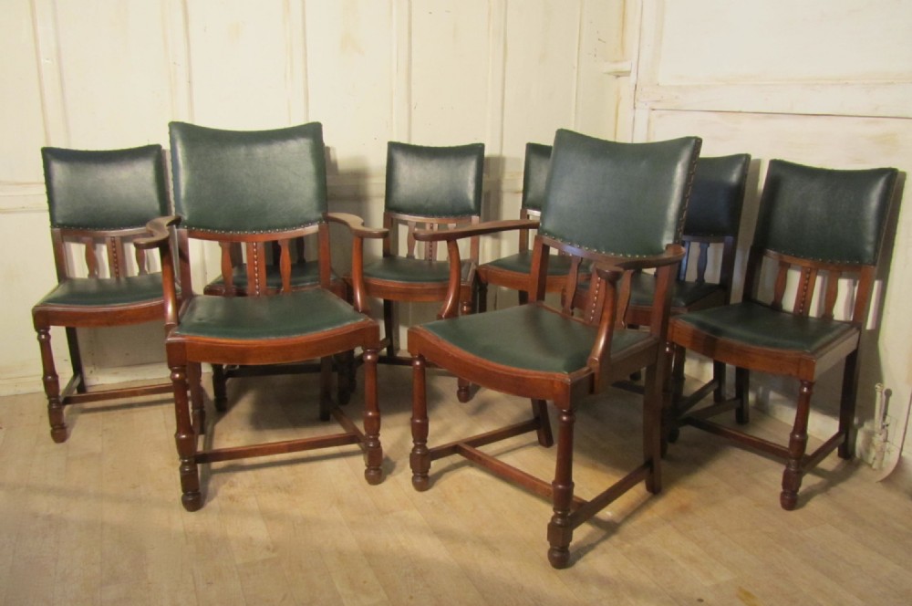 Set of 8 Arts and Crafts Mahogany Dining Chairs  