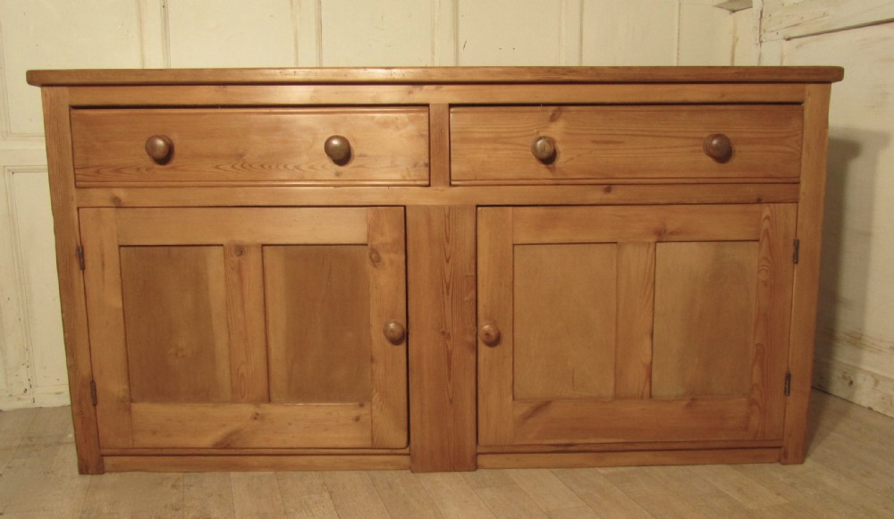 Large Victorian Stripped Pine Dresser Base, Kitchen Cupboard, Sideboard