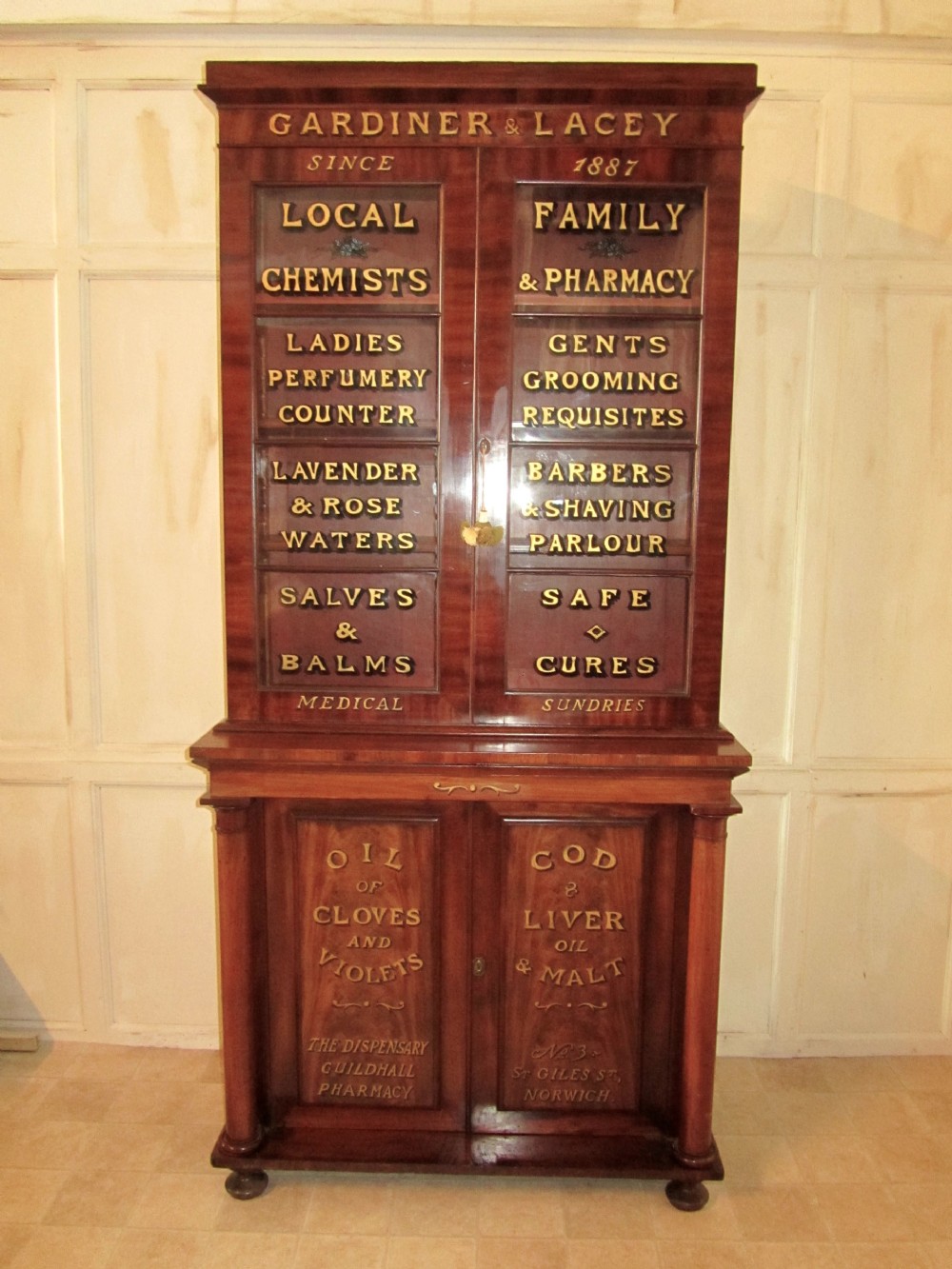 Victorian Mahogany Sign Painted Chemist’s Cupboard 