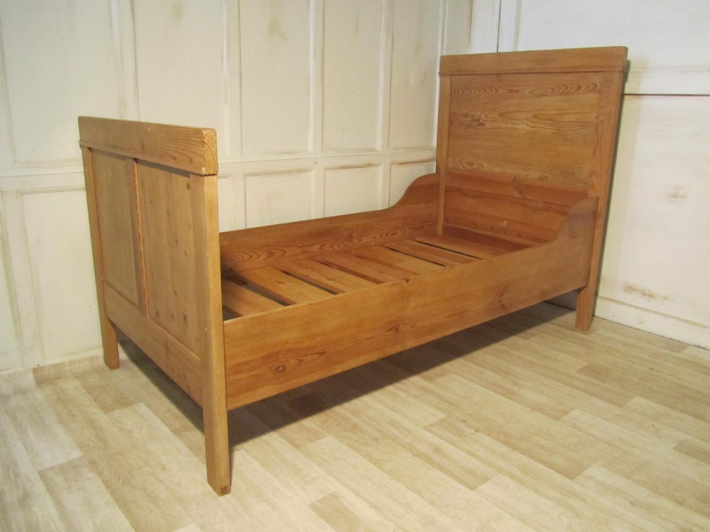 A 19th Century French Rustic Pine Single Sleigh Bed