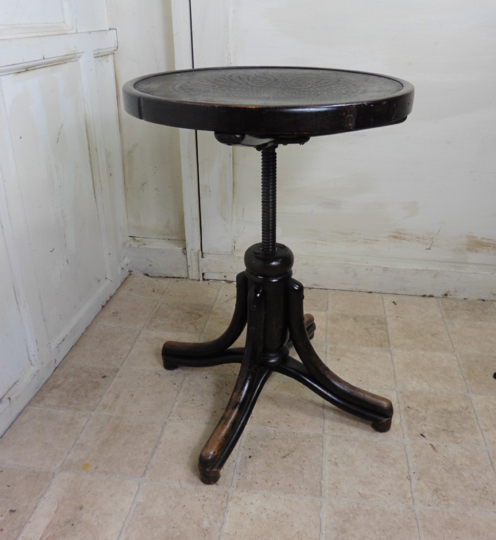 Large Swivelling Bentwood Stool, Piano Stool Desk Seat